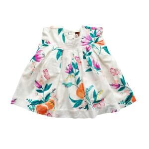 NWT Tea Collection Peach Flower Dress Size 9-12m